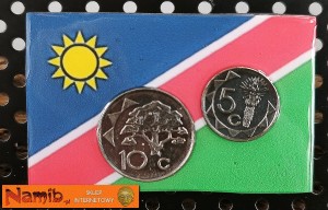 Magnes na lodówkę: NAMIBIA 10 i 5 centów
